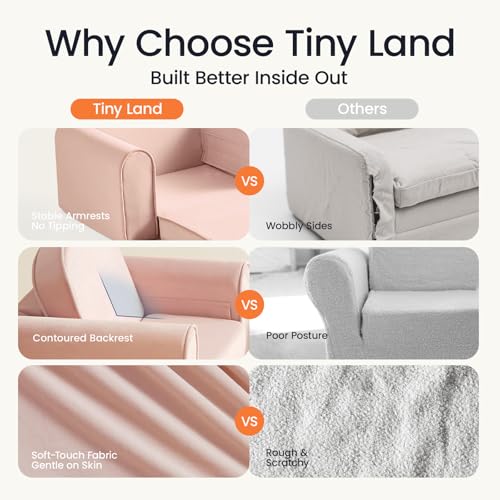 2-in-1 Foldable Kids Couch with Pocket Soft Thick Toddler Sofa