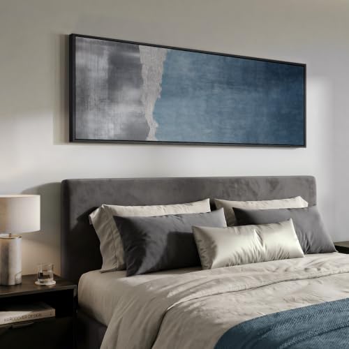 Large Framed Blue Gray Landscape Abstract Wall Art