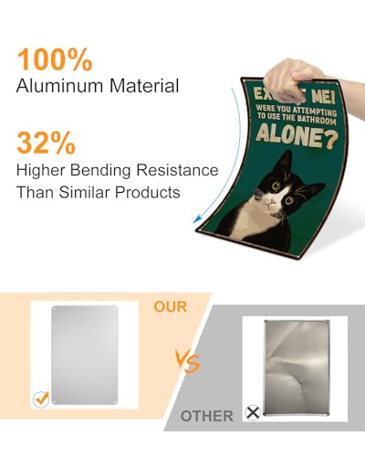Tuxedo Cat Bathroom Alone Metal Tin Sign Vintage Wall Decor 8x12"