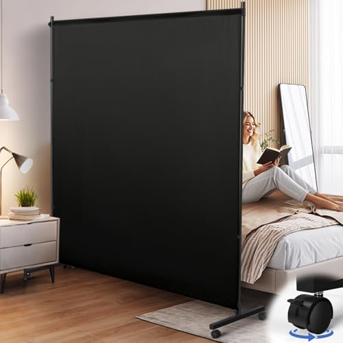 Room Divider 73x75inch Large Single Panel Privacy Screen with Wheels