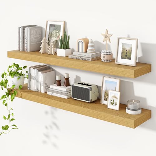 Floating Shelves 55.1" W x 10.3" D Oak Set of 2 (2 Count)