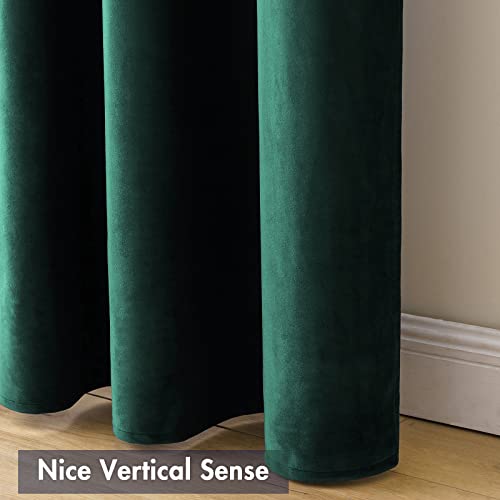 Dark Green Blackout Velvet Curtains Drapes 84 Inch Long 52"x84" (2 Count)