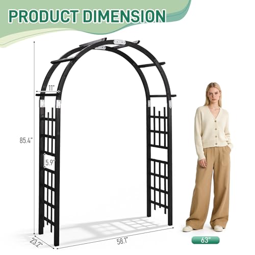 7Ft Black Wooden Arbor Arch