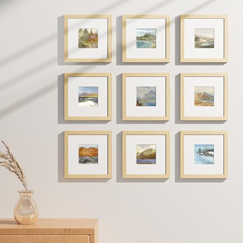8x8 Picture Frames Set of 9 for Wall or Tabletop Display (9 Count)