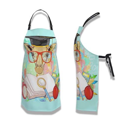 Kitchen Apron for Women Animals Students Giraffe Cooking Aprons for Men for Cooking Restaurant BBQ Painting Crafting Gardening 27”