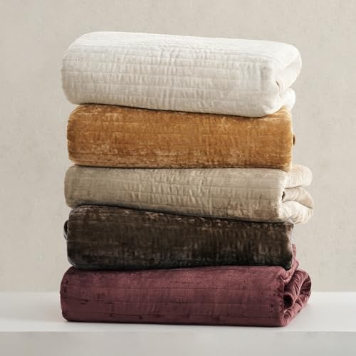 Stripe Channel Luxury Velvet Quilt Set King Size