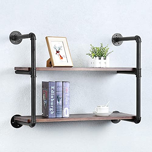 Industrial Pipe Shelves With Wood Planks