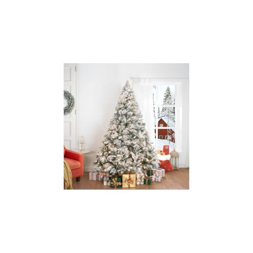 Glasgow 6.5ft Frosted Prelit Artificial Christmas Tree with Pine Cones