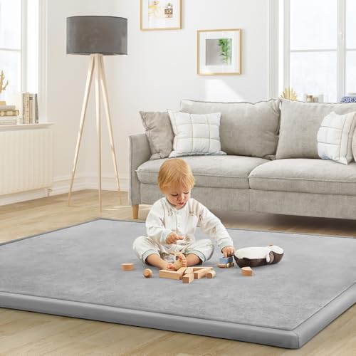 Baby Play Mat for Floor Nursery Rug Muscle Mat Area Rug Playroom Rug 47"x47" Playpen Mat Elastic Foam 1.3" Thick Crawling Mat for Babies