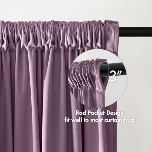 Lavender Blackout Velvet Curtains Drapes 96 Inch Long 52"x96" (2 Count)