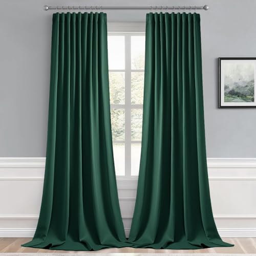 Christmas Hunter Green Back Tab Blackout Curtains 52"x102" 2 Panels (2 Count)
