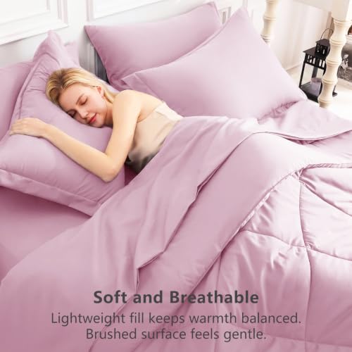 King Comforter Set 102"x90" Light Pink