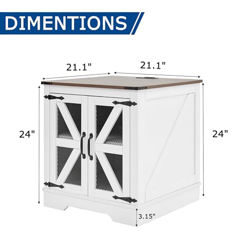 Farmhouse End Table Set with Charging Station