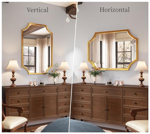 20"x28" Gold Foil Metal Scalloped Decorative Wall Mirror