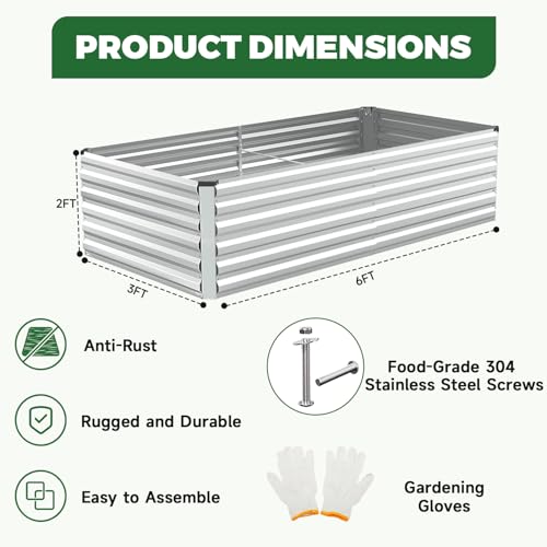 6x3x2ft Outdoor Metal Raised Garden Bed (2 Count)