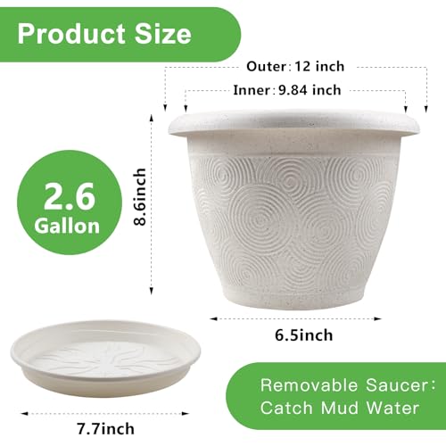 Plastic Flower Pots Planters For Indoor Plants (4 Count)