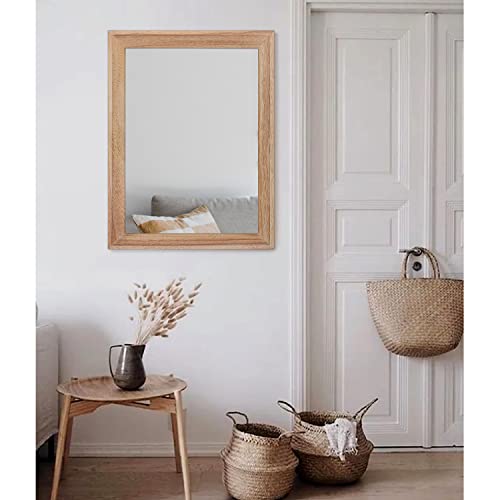 Rustic Mirrors for Wall Rectangle Wooden Frame Hanging Mirror for Bedroom Bathroom Living Room Entryway Large 26"x18"