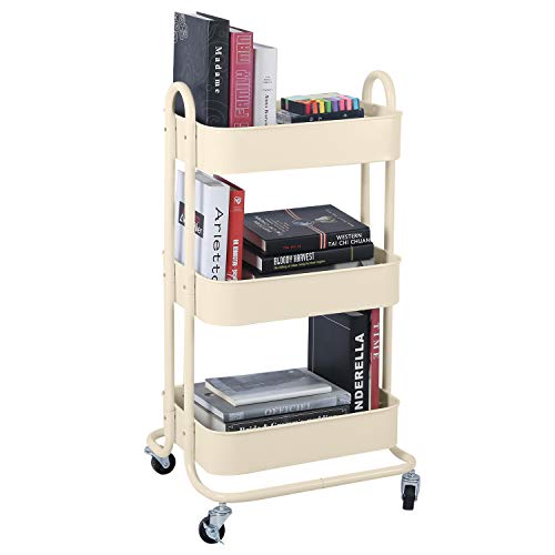 3 Tier Metal Mesh Utility Rolling Cart Storage Organization Cart with Wheels (3 Count)