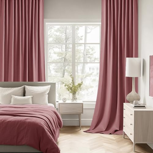 Dusty Rose Back Tab Blackout Curtains 52x108 Inch Long 2 Panels Set