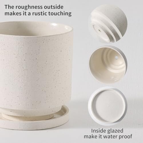 Ceramic Plant Pot Drainage Hole & Saucer for Indoor Plants