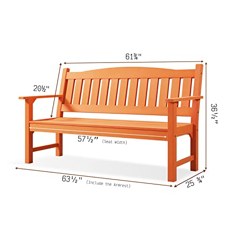 3 Person Poly Lumber Outdoor Bench Weatherproof