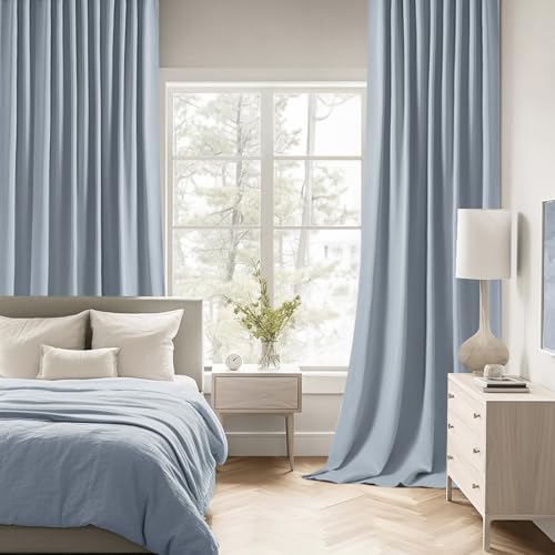 Light Blue Back Tab Blackout Curtains 52x108 Inch Long 2 Panels Set (2 Count)