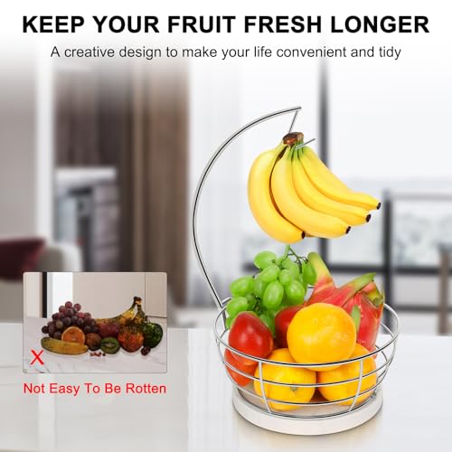 Countertop Fruit Basket Bowl with Banana Hanger