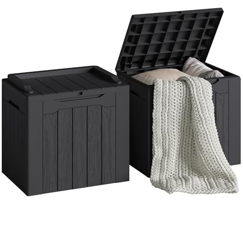 30 Gallon Resin Deck Box 2 Pack Outdoor Indoor Waterproof Storage Box for Patio Furniture Pool Accessories Storage for Cushion Garden Tools