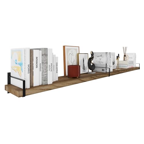 Toledo 84 inch Floating Shelf with Heavy Duty Bookend Brackets