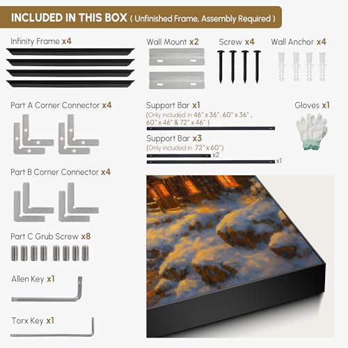 60"x72" Extra Large Framed Wall Art Cozy Cabin in Snowy Mountain Landscape at Sunset for Home Living Room Bedroom Decor