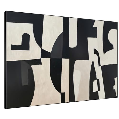36"x46" Extra Large Framed Wall Art Black and White Abstract Geometric Design