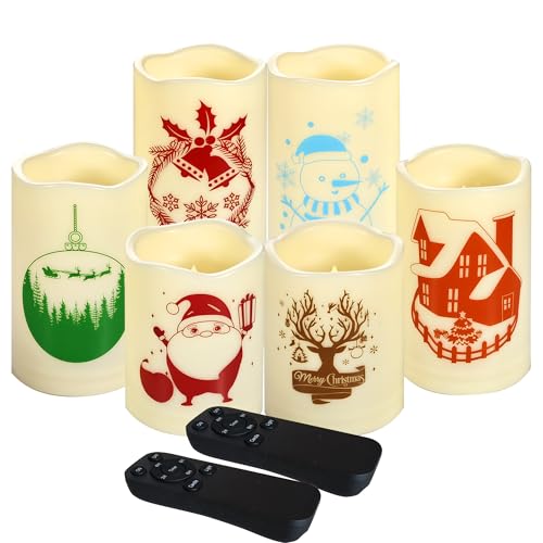 Christmas Outdoor Battery Operated Flameless LED Candles with Remote 6 Pack (6 Count)