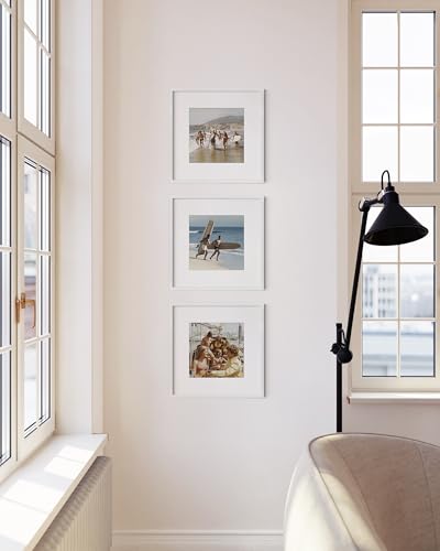 12x12 White Metal Picture Frames Matted to 8x8 (3 Count)