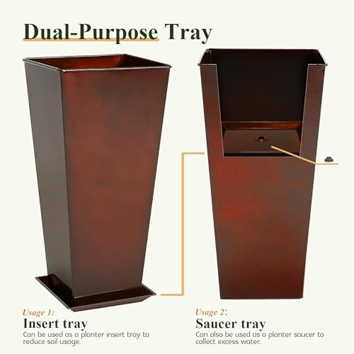 Garden 25" Large Metal Glazed Planter Set of 2 (2 Count)