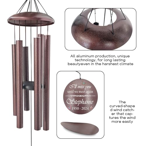 36" Large Deep Tone Personalized Sympathy Wind Chimes
