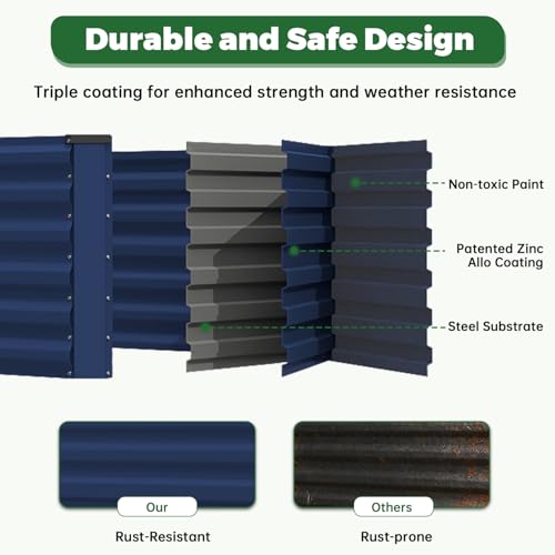 8x4x2ft Outdoor Metal Raised Garden Bed (4 Count)