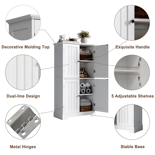 Bathroom Floor Cabinet with Adjustable Shelves