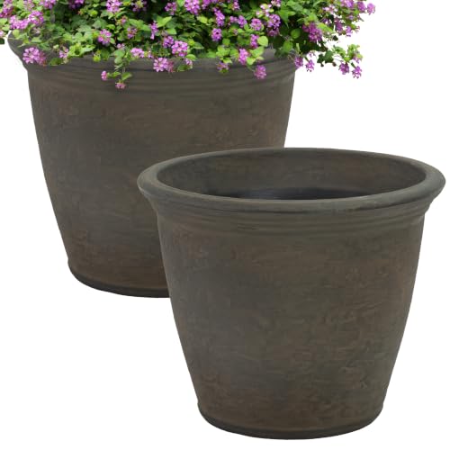 Sunnydaze Anjelica 15.25'' Large Plastic Planter Pot for Plants (2 Count)