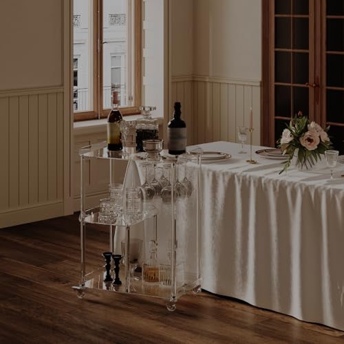 Acrylic Bar Cart with 4 Lockable Wheels