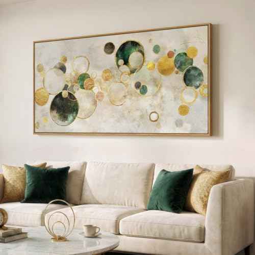 Large Framed Gold Abstract Wall Art for Living Room