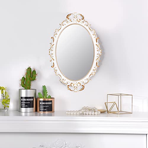 Vintage Decorative White Framed Mirror