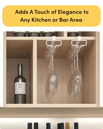 2 Pack Wine Glass Holder Stemware Rack Hanger Under Cabinet Wine Glass Rack Kitchen Hanging Storage Rack Organizer (2 Count)