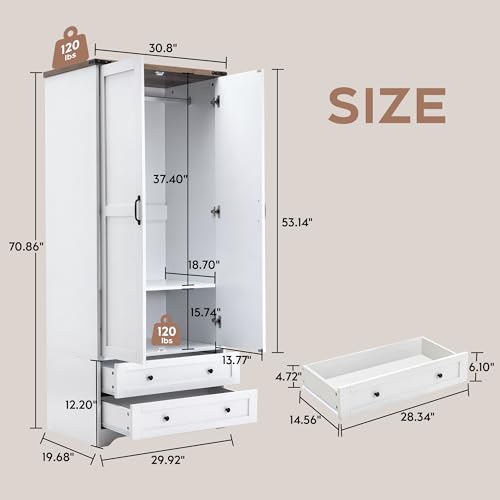 Wooden Armoire Wardrobe Closet with Drawers (2 Count)