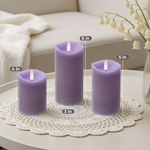 Pastel Purple LED Real Wax Made Flameless Battery (3 Count)