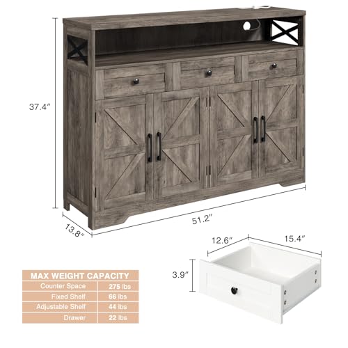 Farmhouse Buffet Cabinet with Drawers