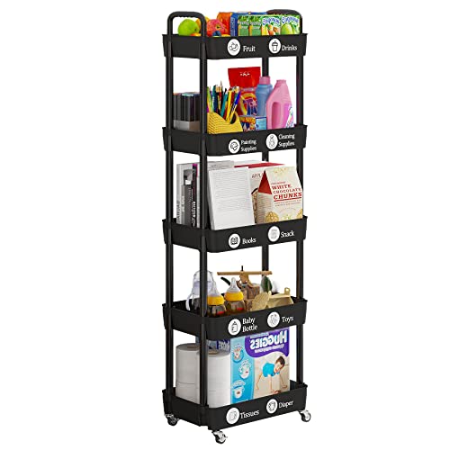 5 Tier Rolling Cart with Wheels