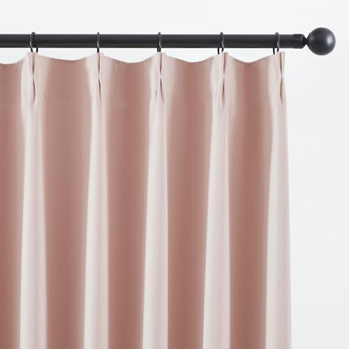Elegant Pink Pleated Curtains 120 Inches Long for Hall Windows (2 Count)