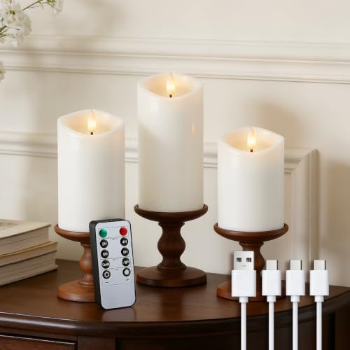 White Real Wax LED Rechargeable Flameless Battery (3 Count)