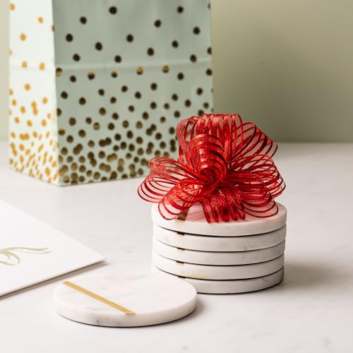 Marble Coasters with Gold Brass Inlay (6 Count)