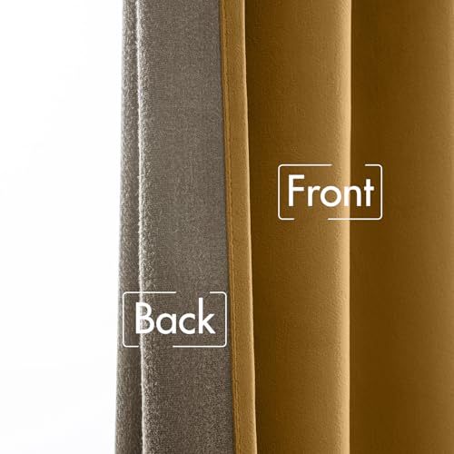 Gold Velvet Pinch Pleat Blackout Curtains W52 X L108 Inches (2 Count)